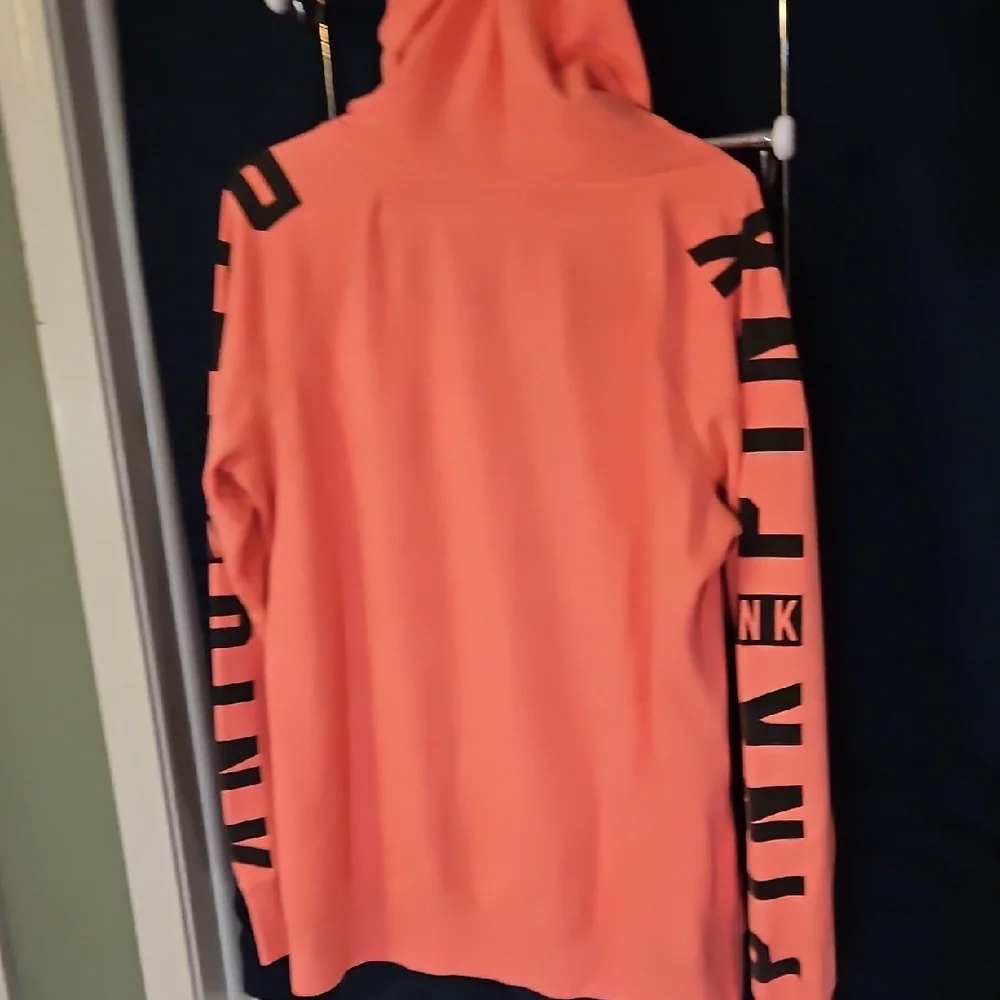 Victoria's Secret Pink Coral colored Hoodie with Black Accents - Picture 6 of 6